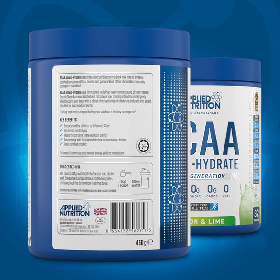 Комплекс амінокислот Applied Nutrition BCAA Amino-Hydrate (450g - 32 Servings) (Lemon and Lime ) | Зображення 1
