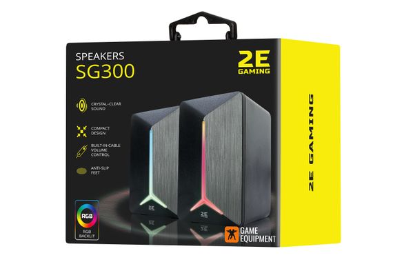Акустическая система 2E GAMING Speakers SG300 2.0 RGB 3.5mm Black (2E-SG300B) | Зображення 1