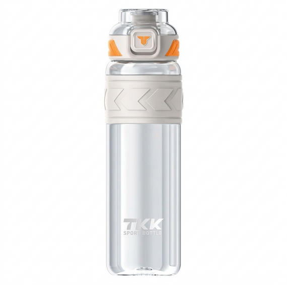 Спортивная бутылка TKK 1000 мл (1 л) - Белая Tritan BPA-free, ударопрочная эко-бутылка с антискользящим грипом | Зображення 7