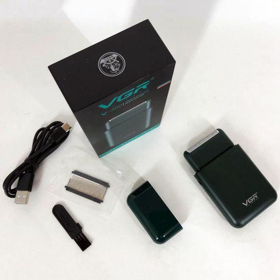 Аккумуляторная мужская мини электробритва VGR V-390 для бритья бороды и усов шейвер. EZ-896 Цвет: зеленый