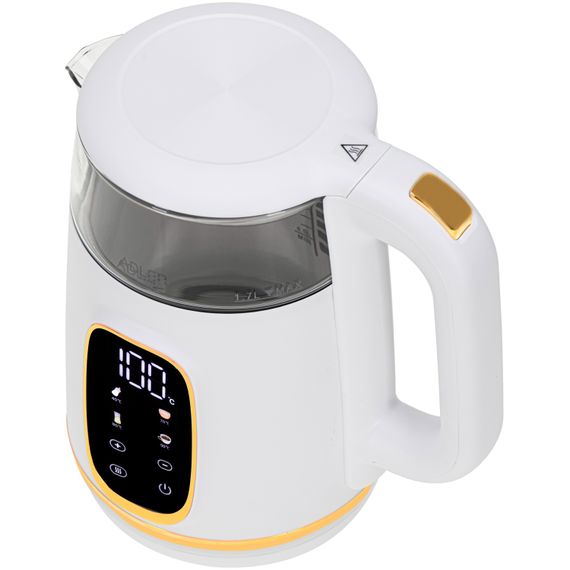 Електрочайник Adler AD 1305 white gold 1850-2200Вт/ 1.7л/ скло/ встановлення температури/ | Зображення 3