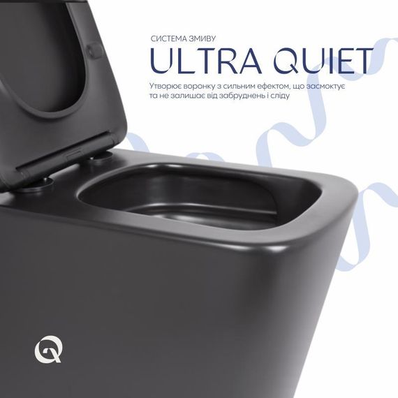 Унітаз підвісний Qtap Tern New Ultra Quiet безобідковий з сидінням Soft-close MATT BLACK QT17332303ASMB | Зображення 4