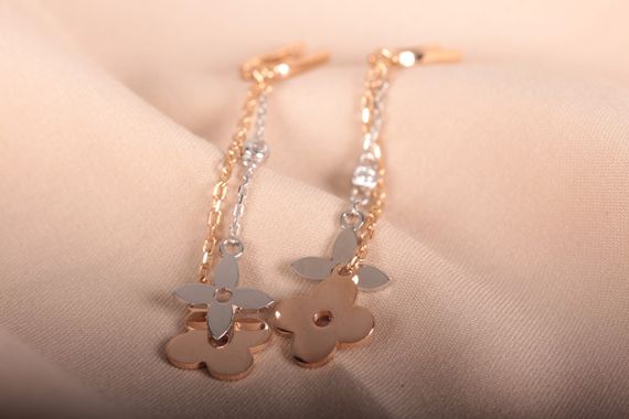 Сережки из белого и красного золота | Зображення 4