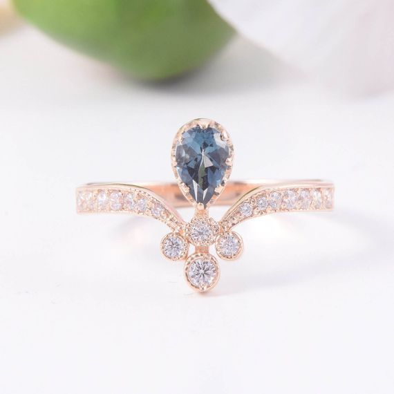 Кольцо из красного золота с топазом London Blue 19 | Зображення 1