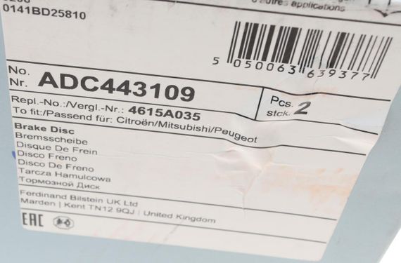 Диск тормозной задний Mitsubishi Outlander 06- Lancer 03- Citroen C-Crosser 06- 302x10  ADC443109 | Зображення 2
