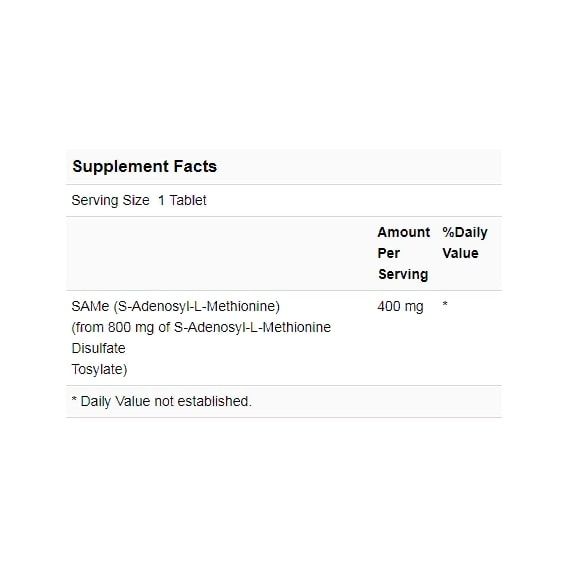 Метионин NOW Foods SAM-E (S-Adenosyl-L-Methionine) 400 mg 30 Tabs (NF0139 | Зображення 2