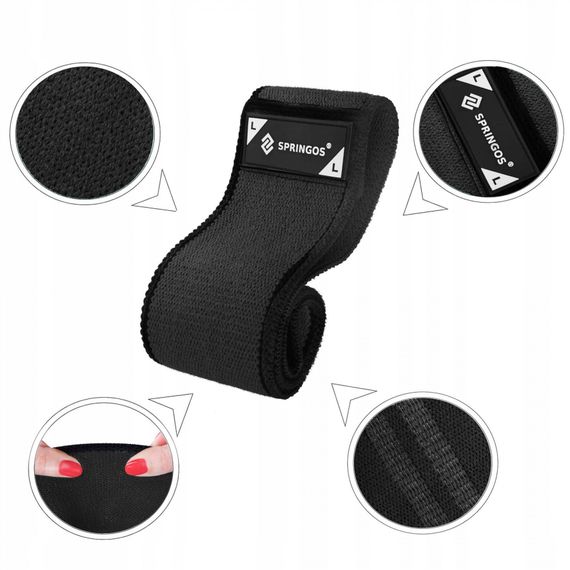 Резинка для фітнесу та спорту Springos Hip Band із тканини Size L (FA0115) | Зображення 2