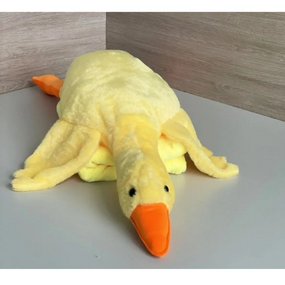 Плюшева іграшка-подушка з пледом усередині Гусак-обіймусь Жовтого кольору 90 см