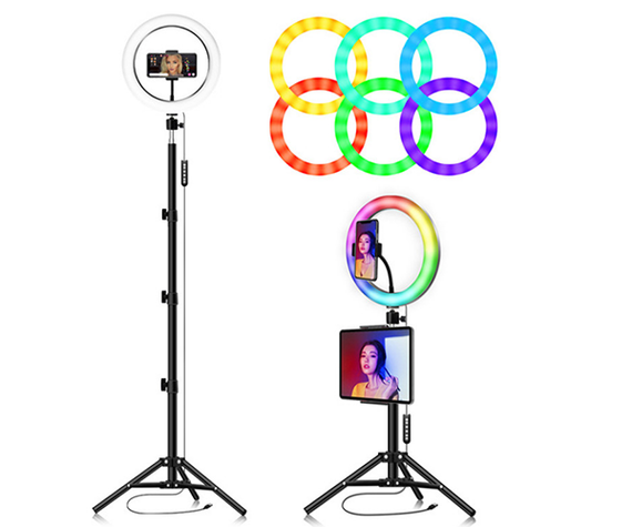 LED лампа со штативом XPRO LIVE LIGHT MJ26, студийная 360° светодиодная, диаметр 26 см RGB обеспечит равномерный, мягкий студийный свет  (956_959) | Зображення 1