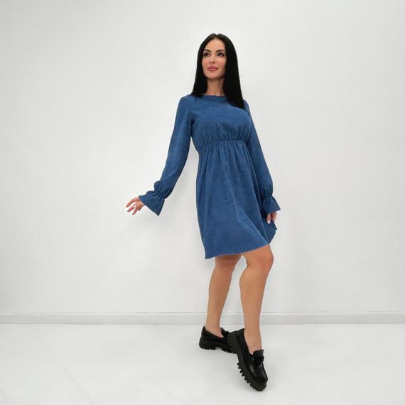 Женское модное вельветовое платье с завышенной талией GF08574 цвет синий, размер 46/48 | Зображення 1