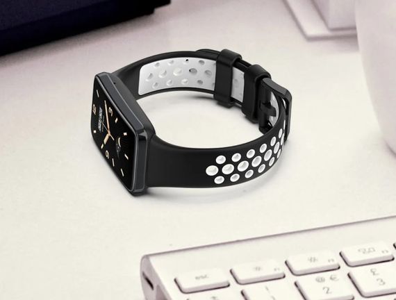 Силіконовий ремінець Primo Perfor Classic для фітнес браслета Xiaomi Smart Band 7 Pro - Black-White | Зображення 2