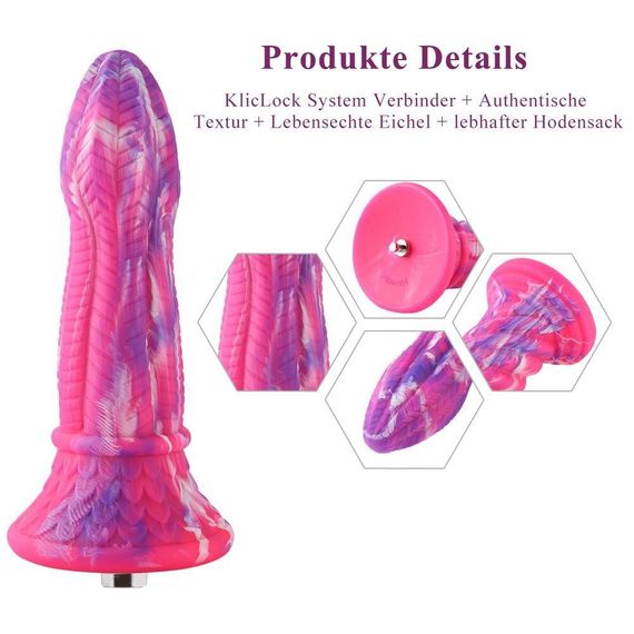 Фаллоимитатор для секс-машин Hismith 10.3″ Silicone Monster Dildo Series, KlicLok и присоска sexstyle | Зображення 1