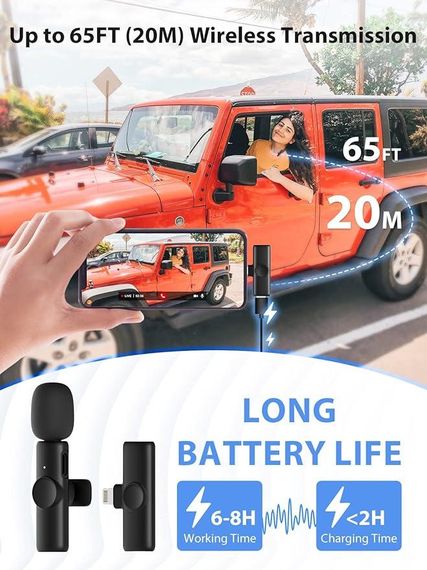 Петличний мікрофон, 2,4 ГГц【Lightning】 Бездротовий петличний мікрофон для телефонів iOS Планше | Зображення 3