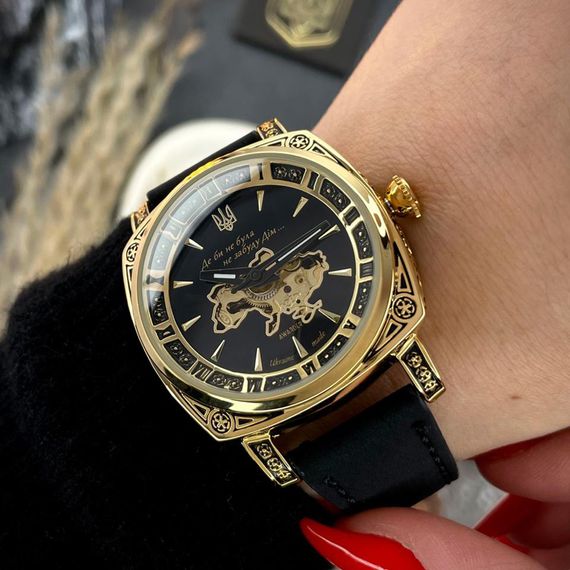 Жіночий годинник Awarder 021-3D Де би не була Gold-Black-Black Leather | Зображення 3