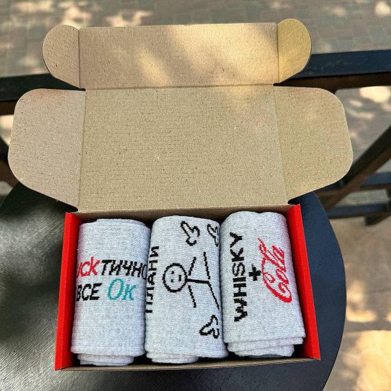 Подарочный набор мужских носков в коробке размер 40-45 3 пары цвет серый  ч3бокс043 | Зображення 4