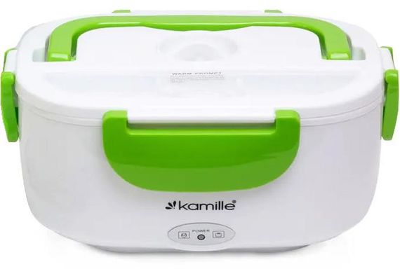 Ланч-бокс Kamille Snack 450мл + 650мл з підігрівом (220V), зелений