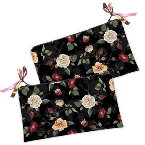Косметичка женская Розочки на черном фоне 20х12 см (K_FFL017)
