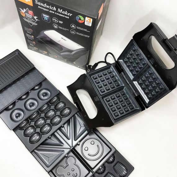 Вафельниця бутербродниця гриль сендвічниця електрична 8 в 1 RAF R.551 850W Мультипекар з 8 формами | Зображення 7