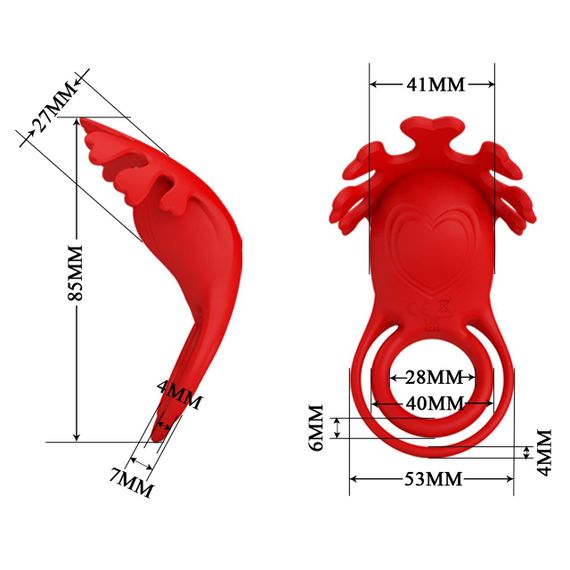 Виброкольцо PRETTY LOVE - VIBRATION PENIS RING, Ruben, 7 vibration functions red sexstyle | Зображення 7