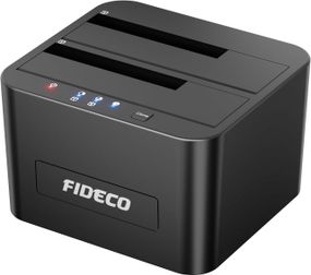 Док-станція FIDECO для зовнішніх жорстких дисків 2,5/3,5" SATA SSD, подвійна док-станція USB 3.0 з підтримкою автономного клонуван