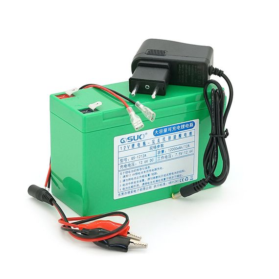 Аккумуляторная батарея литиевая QiSuo 12V 12A с элементами Li-ion 18650 (150X64,5X97,7) + зарядное устройство 12,6V / 1A +
