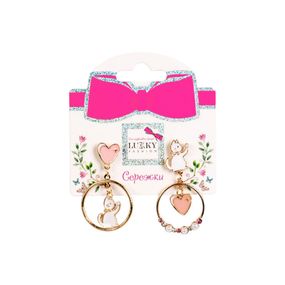 Дитячі сережки "Fashion Котики" T24633 рожеві
