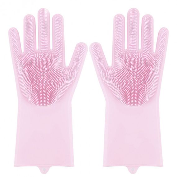 Силіконові рукавички Magic Silicone Gloves Pink для прибирання чистки миття посуду для будинку. Колір рожевий QZ-63