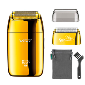 Электробритва VGR V-399 GOLD шейвер, влагостойкая, дополнительная насадка, LED дисплей