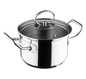 Каструля Vinzer Mini 50086, 0.8 л, 12 см, з нержавіючої сталі з кришкою, для всіх типів плит