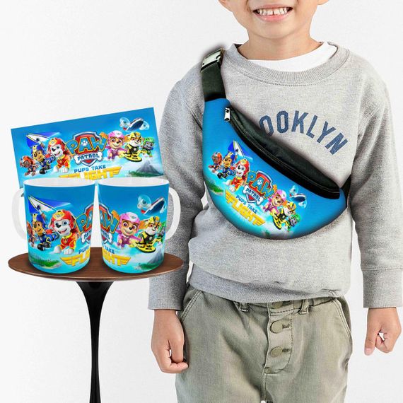 Набір: дитяча сумка-бананка+кружка Щенячий патруль 32х15см, бананка для хлопчика через плече на подарунок (01011)