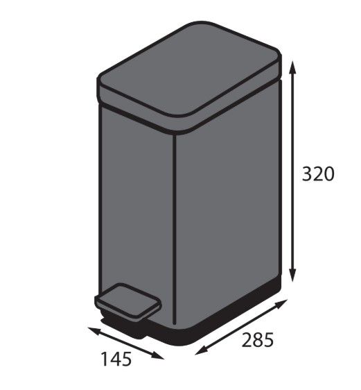 Відро для сміття Koer TC-010206-07 з плавним закриттям, прямокутне, 6 л, сірий (KR5596) | Зображення 1