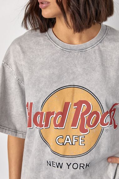 Трикотажна жіноча футболка тай-дай із написом Hard Rock - світло-сірий цвет, ONE SIZE (є розміри) | Зображення 3