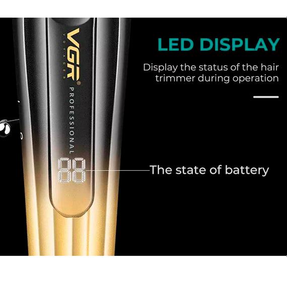 Тример для стрижки акумуляторний VGR V-935 GOLD, 5 насадок, 7000 RPM, LED дисплей | Зображення 6