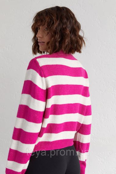 Вязаный джемпер oversize в полоску цвет фуксия FL_000497 | Зображення 1