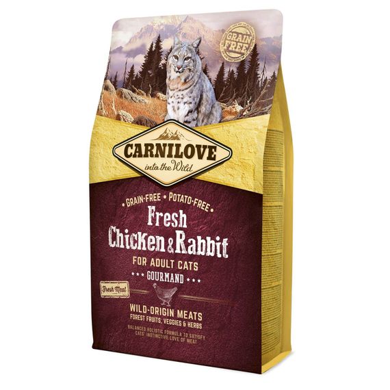 Корм Carnilove Cat Fresh Chicken & Rabbit Gourmand сухий повнораціонний беззерновий із куркою та кроликом для котів 2 кг