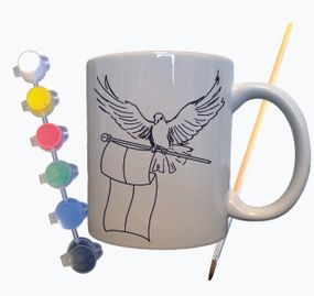 Набор для творчества кружка раскраска "Голубь мира в Украине" 330 мл белая