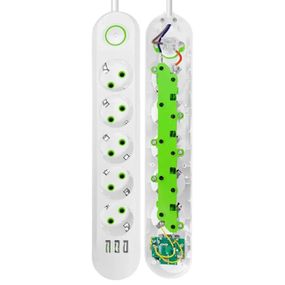 Мережевий фільтр-подовжувач 2м, 5 розеток, 3хUSB з швидкою зарядкою, Maxxter SPM5-G-6G (23457281401_324)