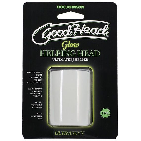 Мастурбатор Doc Johnson GoodHead Glow Helping Head, наскрізний, світиться в темряві | Зображення 4