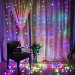 Світлодіодна гірлянда-завіса Xmas 220В з Пультом ДК 200LED 2x2м Різнокольорова