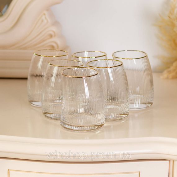 Набір із 6 склянок 400 мл із вигнутими стінками та вертикальним рифленням HP-16-20 | Зображення 3