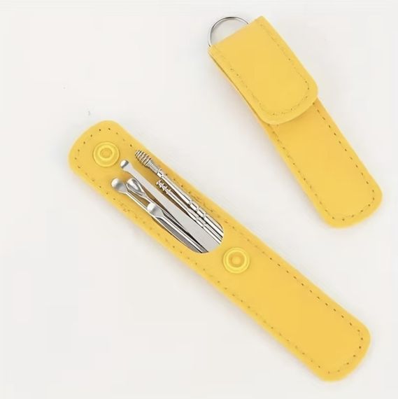 Набор для чистки ушей и удаления ушной серы из 6 инструментов. Желтый | Зображення 5