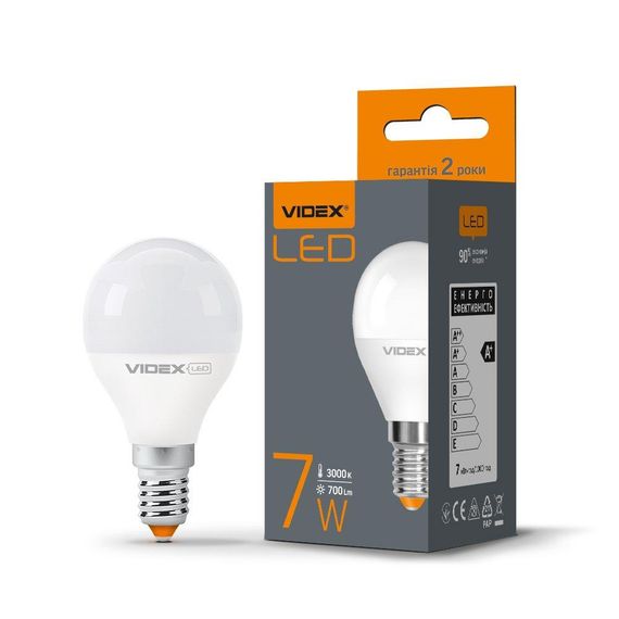 Світлодіодна лампа VIDEX  G45e 7W E14 3000K