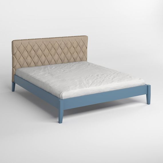 Двоспальне дерев&#039;яне ліжко Mebigrand Венеція ДК Сіро-синій (S7010R90B)/Аляска 23 (Бежевий) 180х200 см (MBG-5813) | Зображення 1