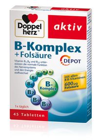 Доппельгерц В комплекс + фолієва кислота Doppelherz B-Komplex + Folsäure вітаміни групи В1 В2 В5 В6 В12