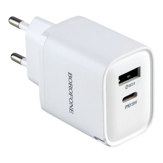 Мережевий зарядний пристрій Borofone BA83A 1USB-C/1USB PD/QC 20W+Type-C to Type-C | Зображення 4