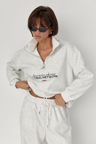 Теплий спортивний костюм з написами - світло-сірий цвет, S/M (є розміри) | Зображення 2