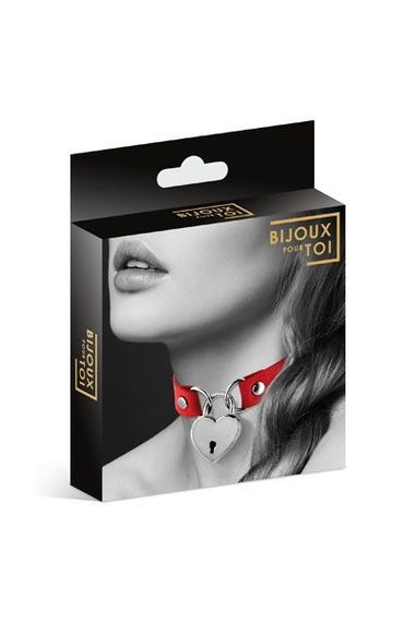 Чокер з замочком-сердечком Bijoux Pour Toi - HEART LOCK Red, екошкіра | Зображення 2