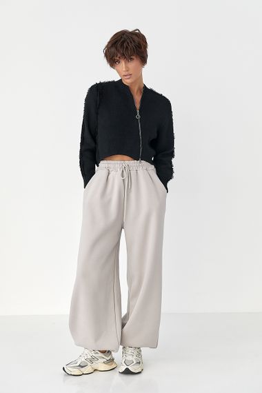 В'язаний кардиган з бічною блискавкою - чорний цвет, ONE SIZE (є розміри) | Зображення 2