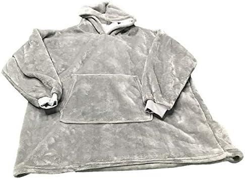 Худи-плед, толстовка Super Dalian с карманами и капюшоном для дома флисовый теплый оверсайз кофта-одеяло серая | Зображення 4