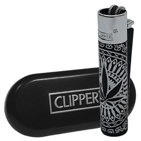 Запальничка газова кліппер Clipper Metal Leaves Premium Silver